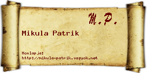 Mikula Patrik névjegykártya